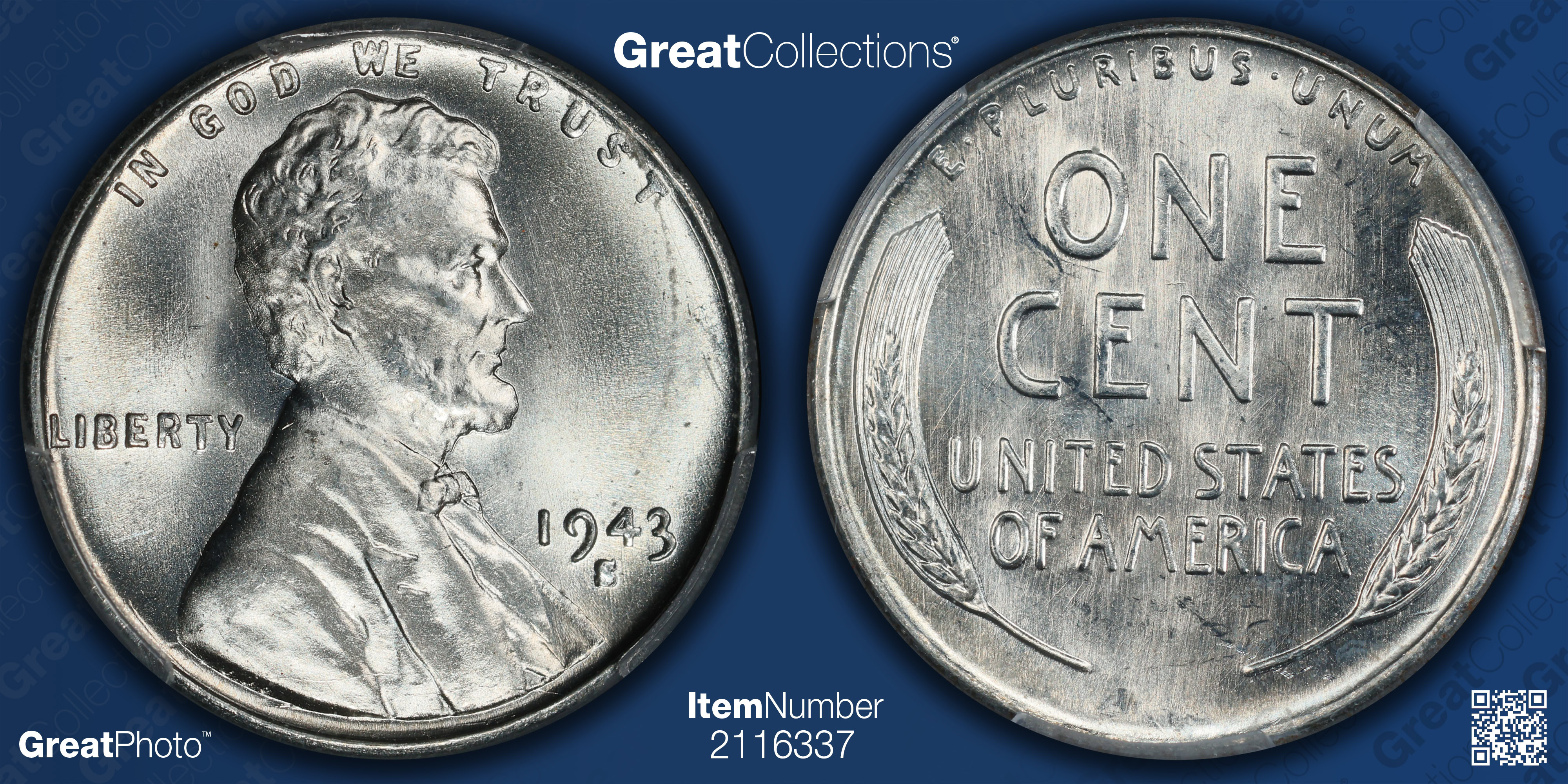 1943-S Steel Lincoln Cent PCGS MS66 Bright Lustrous WWII Issue